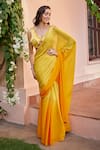 Ohaila Khan_Yellow Chiffon Embroidered Bead V Viha Pre-draped Saree With Blouse  _at_Aza_Fashions