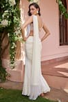 Ohaila Khan_Off White Chiffon Embroidered Ziva Pre-draped Saree With Scalloped Blouse _Online_at_Aza_Fashions