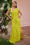 Buy_Ohaila Khan_Yellow Inaaya Organza Laced Saree With Blouse _at_Aza_Fashions