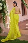 Shop_Ohaila Khan_Yellow Inaaya Organza Laced Saree With Blouse _at_Aza_Fashions