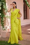 Ohaila Khan_Yellow Inaaya Organza Laced Saree With Blouse _at_Aza_Fashions