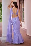 Ohaila Khan_Purple Chiffon Embroidered Bead V Alizeh Pre-draped Saree With Blouse  _Online_at_Aza_Fashions