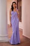 Buy_Ohaila Khan_Purple Chiffon Embroidered Bead V Alizeh Pre-draped Saree With Blouse  _Online_at_Aza_Fashions