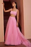 Buy_Ohaila Khan_Pink Crepe And Organza Embroidered Pearl Ayat & Lace Lehenga Set  _at_Aza_Fashions