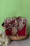 Buy_Nayaab by Sonia_Red Beads Embellished Box Clutch Bag_at_Aza_Fashions