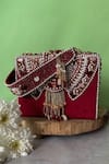 Nayaab by Sonia_Red Beads Embellished Box Clutch Bag_Online_at_Aza_Fashions