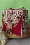 Buy_Nayaab by Sonia_Red Beads Embellished Box Clutch Bag_Online_at_Aza_Fashions