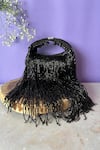 Shop_Nayaab by Sonia_Black Embellished Silk Tassel Sailor Potli_Online_at_Aza_Fashions
