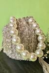 Buy_Nayaab By Sonia_Silver Crystals, Pearls Frost Tassel Drop Bucket Bag_at_Aza_Fashions