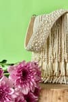 Shop_Nayaab By Sonia_Off White Pearls Gilt Cascade Tassel Embellished Potli _at_Aza_Fashions