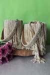 Nayaab By Sonia_Off White Pearls Gilt Cascade Tassel Embellished Potli _Online_at_Aza_Fashions