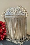 Buy_Nayaab by Sonia_Silver Embellished Hinted Cascade Luxe Pearl Tassel Potli_at_Aza_Fashions