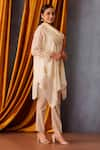 Buy_OMI_Off White Chanderi Embroidered Sequin Cowl Asymmetric Tunic _Online_at_Aza_Fashions