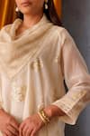 OMI_Off White Chanderi Embroidered Sequin Cowl Asymmetric Tunic _at_Aza_Fashions