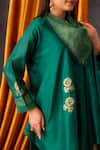 Buy_OMI_Green Chanderi Embroidered Sequin Cowl Floral Patch Tunic _Online_at_Aza_Fashions