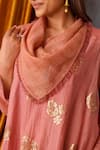 OMI_Pink Chanderi Embroidered Sequin Cowl Floral Tunic _at_Aza_Fashions