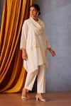 OMI_Off White Chanderi Embroidered Sequin Cowl Flower Patch Tunic _Online_at_Aza_Fashions