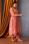 Buy_OMI_Pink Chanderi Embroidered Sequin V Neck Jacket Pant Set_Online_at_Aza_Fashions