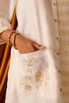 Buy_OMI_Off White Chanderi Sequins Collared Embroidered Button Down Shirt Pant Set _Online_at_Aza_Fashions