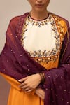 Mimamsaa_Wine Organza Silk Embroidered Sequin Pitambara Scallop Border Dupatta  _Online_at_Aza_Fashions