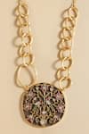 Shop_Joules By Radhika_Gold Plated Stone Studded Pendant Necklace _at_Aza_Fashions