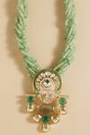 Shop_Joules By Radhika_Green Bead Twist Necklace _at_Aza_Fashions