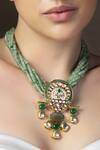 Joules By Radhika_Green Bead Twist Necklace _Online_at_Aza_Fashions