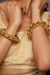 Buy_Queens Jewels_Gold Plated Anagha 3d Elephant Carved Bangles - Set Of 2 _at_Aza_Fashions