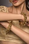 Shop_Queens Jewels_Gold Plated Anagha 3d Elephant Carved Bangles - Set Of 2 _at_Aza_Fashions