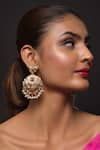 Buy_Queens Jewels_Gold Plated Stone Navratan Jadau Embellished Chandbali Earrings_at_Aza_Fashions