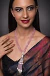 Shop_Queens Jewels_Pink Amaya Bead Tassel Embellished Pendant Necklace _at_Aza_Fashions