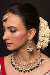 Queens Jewels_Gold Plated Beads Anika Kundan Embellished Choker Set _Online_at_Aza_Fashions