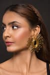 Buy_Queens Jewels_Gold Plated Cut Work Zenia Geometric Carved Earrings _at_Aza_Fashions