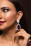 Shop_Queens Jewels_Red American Diamond Arana Drop Earrings _at_Aza_Fashions