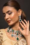 Buy_Queens Jewels_Emerald Green Imitation Diamonds Arana American Embellished Necklace Set _at_Aza_Fashions