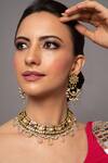 Shop_Queens Jewels_Multi Color Stones Suhani Navratan Studded Choker Set _at_Aza_Fashions