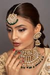 Shop Queens Jewels Green Stones Kundan Embellished Bridal Jewellery Set at Aza Fashions Shop_Queens Jewels_Green Stones Kundan Embellished Bridal Jewellery Set _at_Aza_Fashions