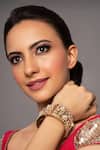 Buy_Queens Jewels_White Zari Irya Broad Jadau Bangle _at_Aza_Fashions