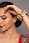 Shop_Queens Jewels_White Zari Irya Broad Jadau Bangle _at_Aza_Fashions