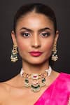 Queens Jewels_Multi Color Pearls, Gota Patti Zareen Kundan Choker Necklace Set _Online_at_Aza_Fashions