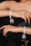 Shop_Queens Jewels_Silver Plated American Diamond Jhumkas Hanging Bangles - Set Of 2 _at_Aza_Fashions