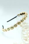 Shop_Foot Fuel_Gold Beads, Stones Oval Embellished Broach Hairband _at_Aza_Fashions