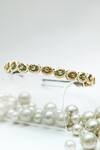 Foot Fuel_Gold Beads, Stones Oval Embellished Broach Hairband _at_Aza_Fashions
