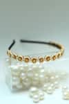 Buy_Foot Fuel_Gold Beads, Stones Round Embellished Broach Hairband _at_Aza_Fashions