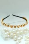 Buy_Foot Fuel_Gold Beads, Stones Round Studded Broach Hairband _at_Aza_Fashions