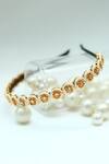 Foot Fuel_Gold Beads, Stones Round Studded Broach Hairband _Online_at_Aza_Fashions
