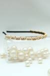 Shop_Foot Fuel_Gold Beads, Stones Geometric Embellished Broach Hairband _Online_at_Aza_Fashions