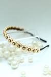 Shop_Foot Fuel_Gold Beads, Stones Circular Broach Embellished Hairband _Online_at_Aza_Fashions