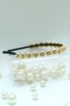 Foot Fuel_Gold Beads, Stones Circular Broach Studded Hairband _at_Aza_Fashions