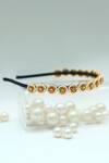 Shop_Foot Fuel_Gold Beads, Stones Round Broach Studded Hairband _at_Aza_Fashions